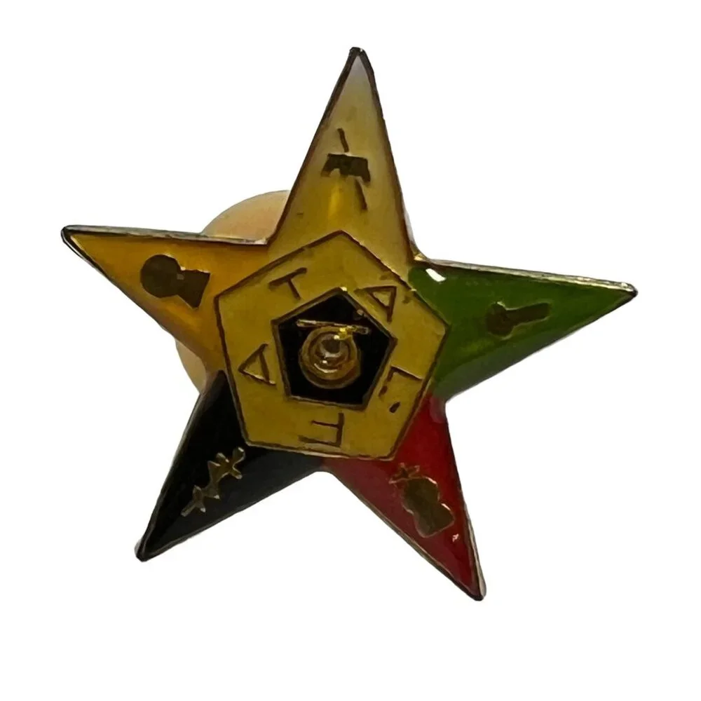 Vintage OES Masonic Star Tie Tack Lapel‎ Hat Gold Tone Pin